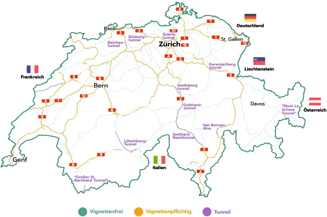 Das Straßennetz in der Schweiz